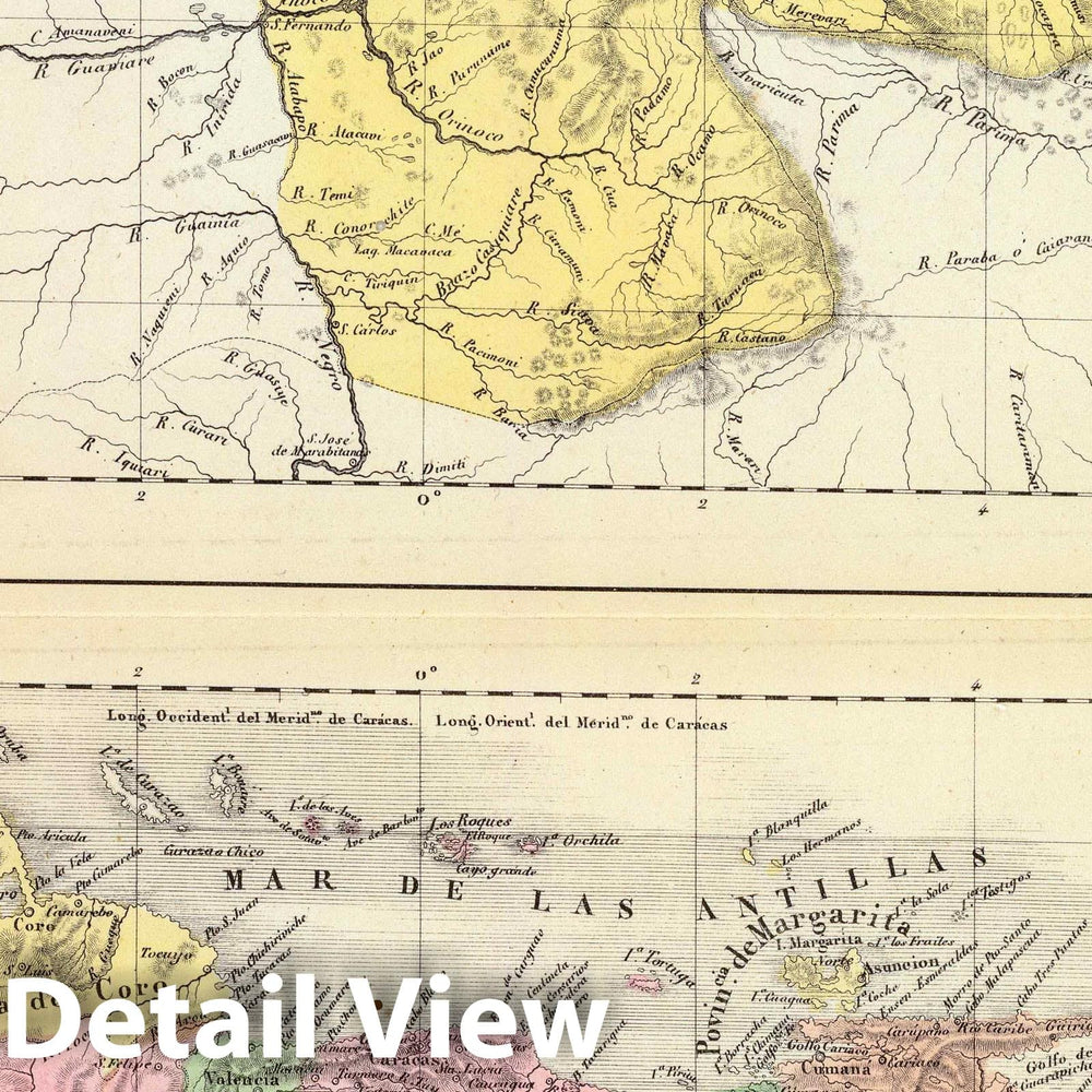 Historic Map : Venezuela, , South America; West Indies Mapa politico de Venezuela, Antes 1810, 1840. , Vintage Wall Art