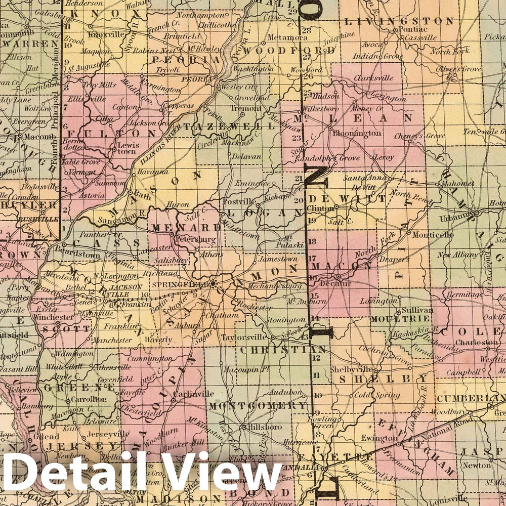 Historic Map : 1853 A New Map of The State of Illinois - Vintage Wall Art