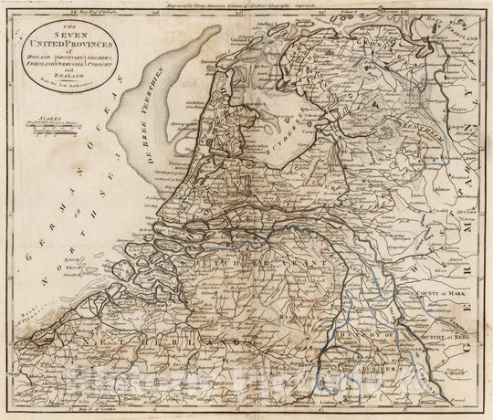 Historic Map : Netherlands, 1795 The Seven United Provinces of Holland, Groningen, Gelders, Friesland, Overyssel, Utrecht and Zealand. , Vintage Wall Art