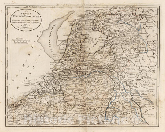 Historic Map : Netherlands, 1795 The Seven United Provinces of Holland, Groningen, Gelders, Friesland, Overyssel, Utrecht and Zealand. , Vintage Wall Art