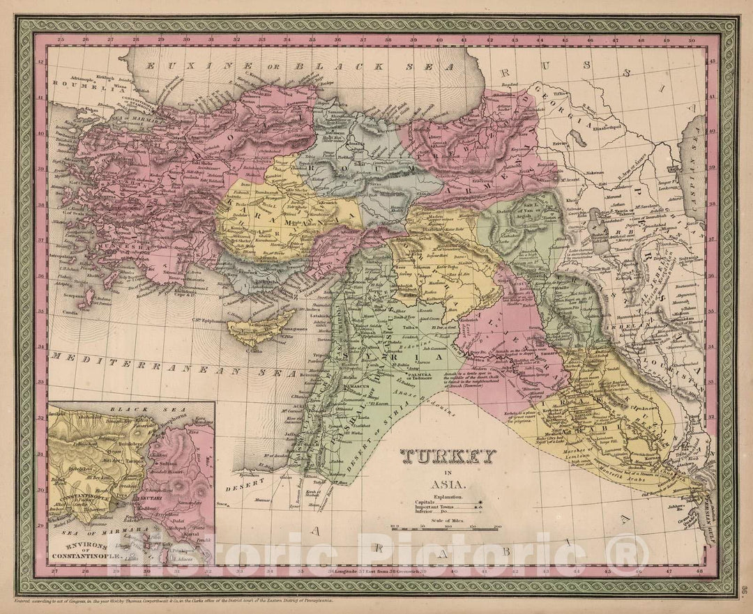 Historic Map : 1853 Turkey in Asia - Vintage Wall Art