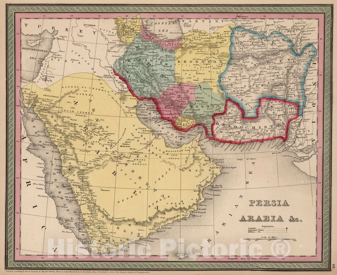 Historic Map : 1853 Persia, Arabia - Vintage Wall Art