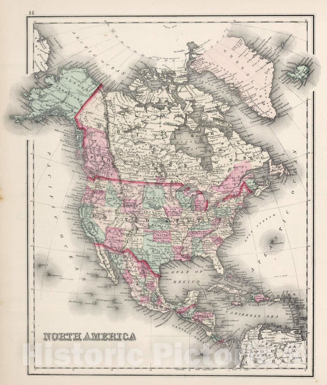 Historic Map : 1878 North America. - Vintage Wall Art