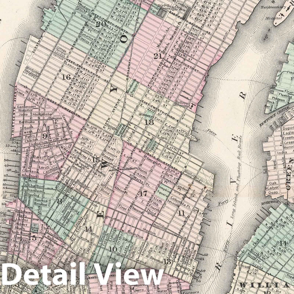 Historic Map : 1878 New York City, Brooklyn, Jersey City, Hoboken. - Vintage Wall Art