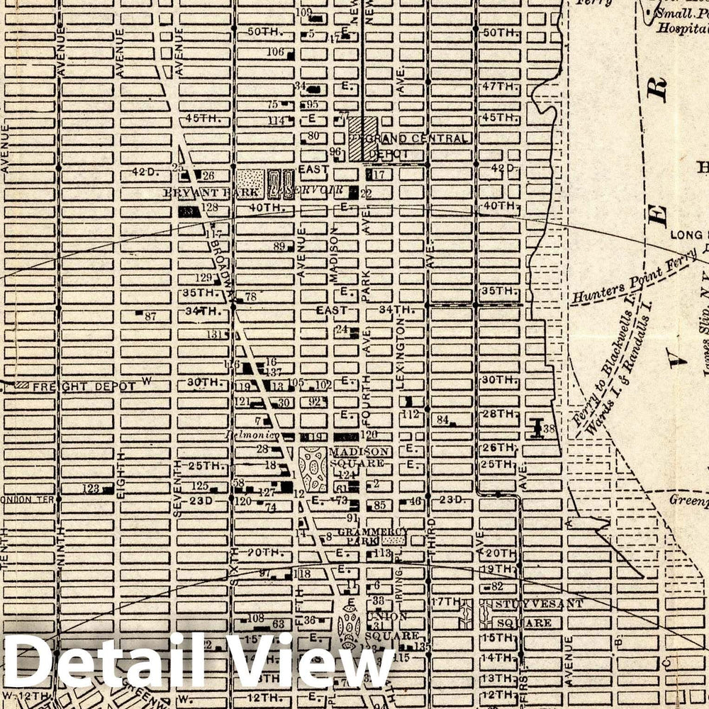 Historic Map : 1885 New York City - Vintage Wall Art