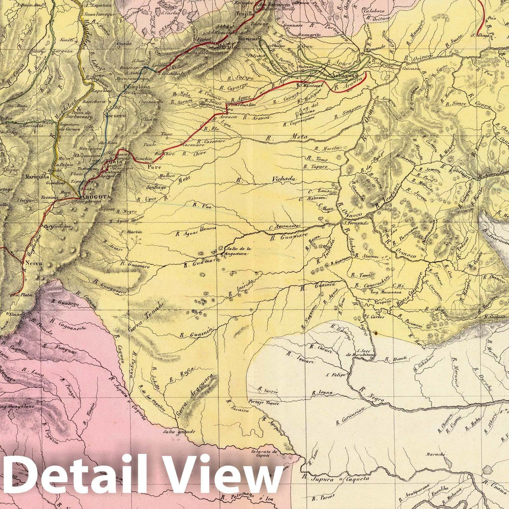 Historic Map : Colombia; Venezuela, Mapa de Venezuela, N. Granada y Quito, 1819 y 1820. , Vintage Wall Art