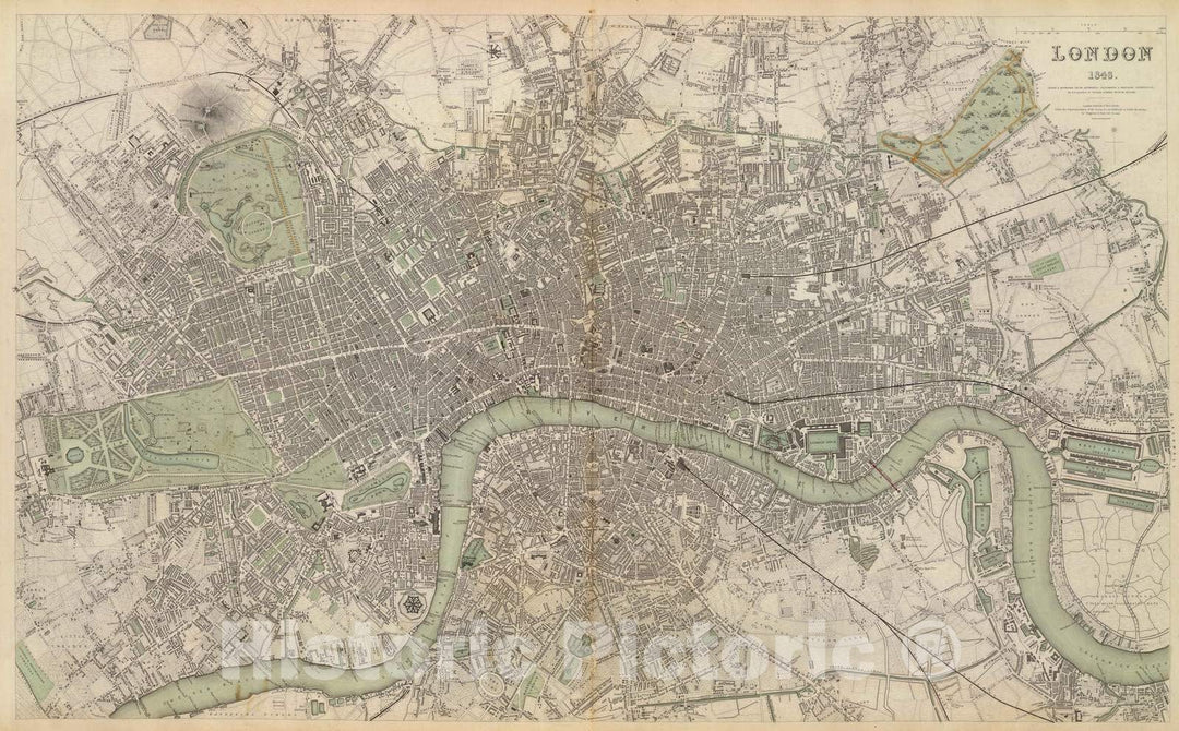 Historic Map : 1843 London. 1843. - Vintage Wall Art