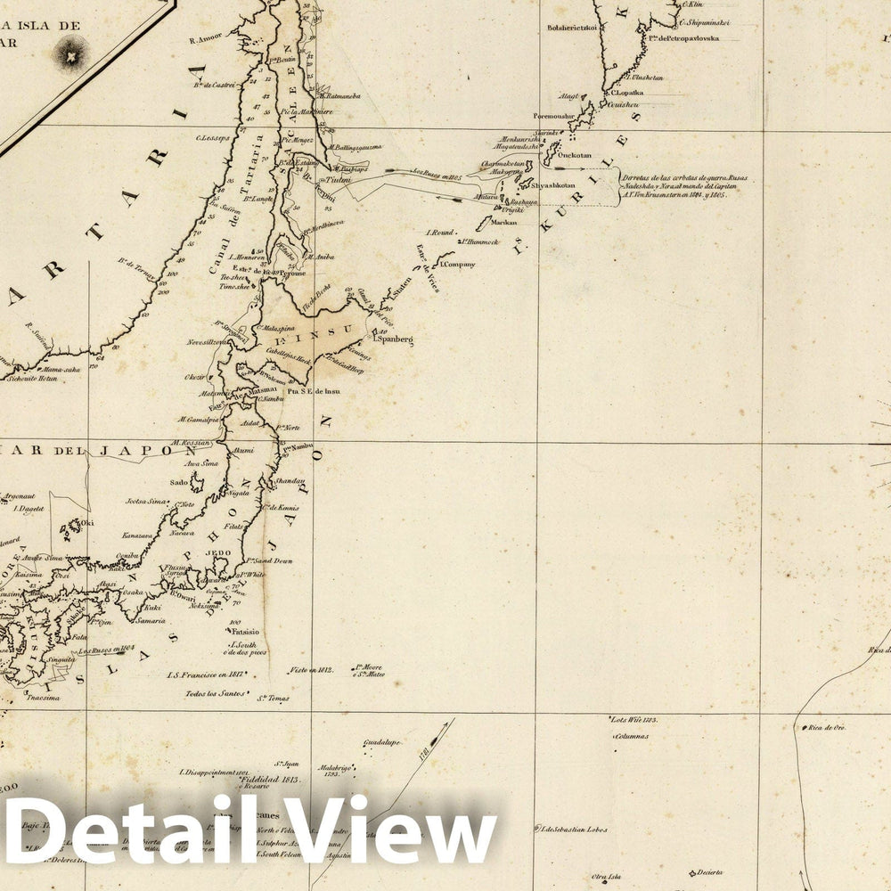 Historic Map : China; Japan; Philippines, Pacific Ocean, North America 1825 Carta General Para Las Navegaciones a la India Oriental Por El Mar Del Sur, Vintage Wall Art