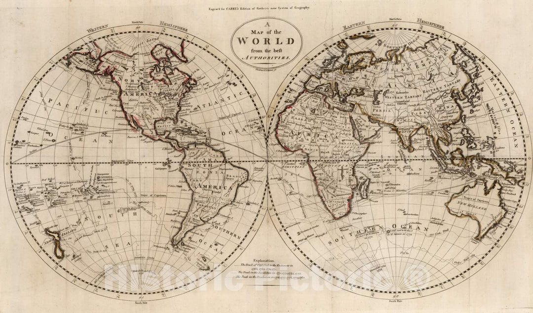 Historic Map : 1795 Historic Wall Map of The World from The Best Authorities. - Vintage Wall Art