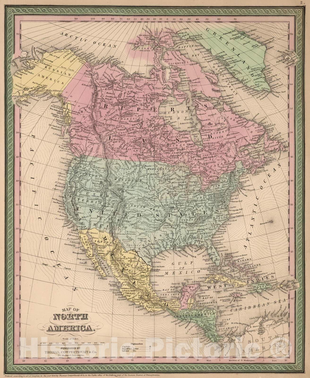 Historic Map : 1853 North America : Vintage Wall Art