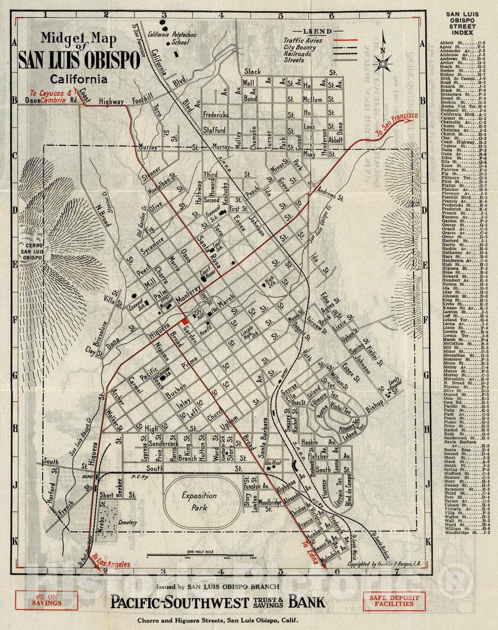 Historic Map : San Luis Obispo, California, 1923 San Luis Obispo California v2 , Vintage Wall Art