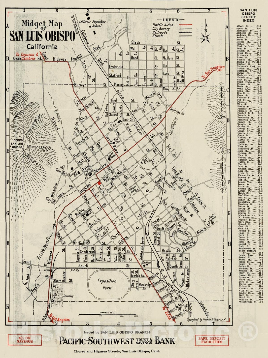 Historic Map : San Luis Obispo, California, 1923 San Luis Obispo California v2 , Vintage Wall Art