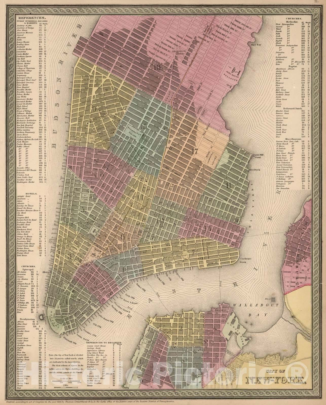 Historic Map : 1853 City of New York - Vintage Wall Art