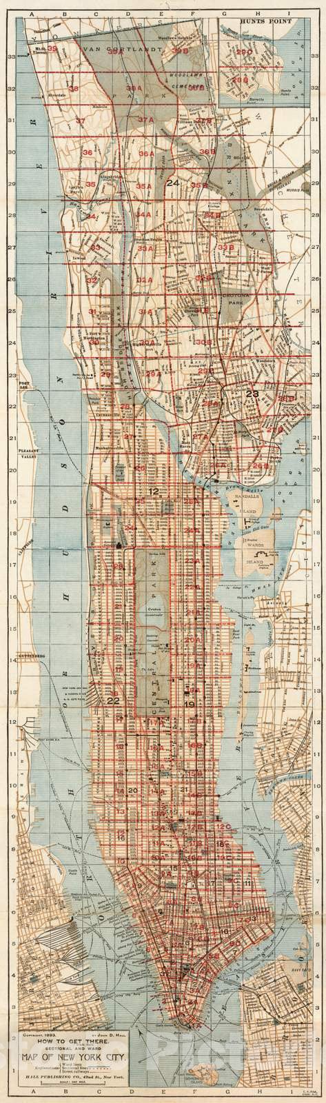 Historic Map : 1894 New York City, Guide Book - Vintage Wall Art