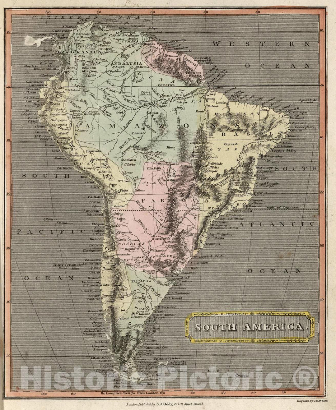 Historic Map : 1811 South America. v2 - Vintage Wall Art