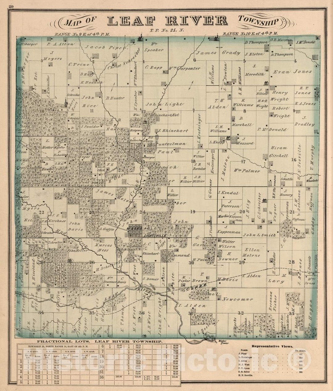 Historic Map : 1872 Leaf River Township, Ogle County, Ilinois. - Vintage Wall Art