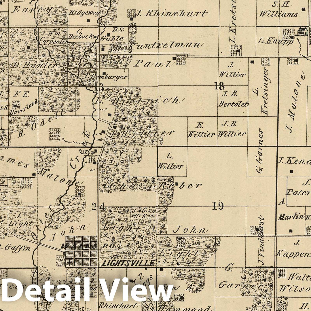 Historic Map : 1872 Leaf River Township, Ogle County, Ilinois. - Vintage Wall Art