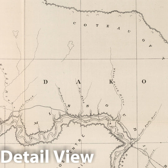 Historic Map : Exploration Book - 1878 No. IV, Reconnaissance Map. (Mouse River to Fort Buford). - Vintage Wall Art