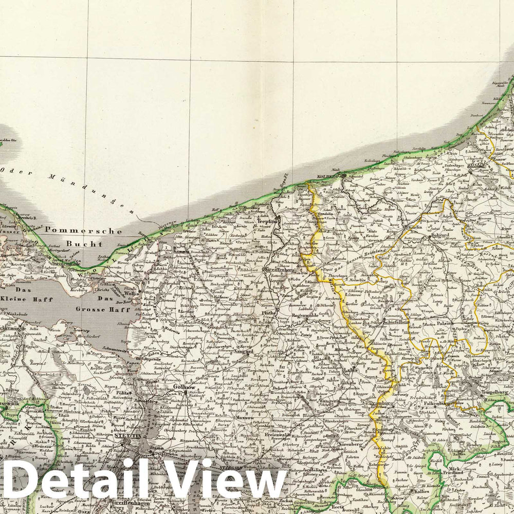 Historic Map : Poland; Prussia , Germany, Szczecin Region (Poland) 1856 Pommern. , Vintage Wall Art