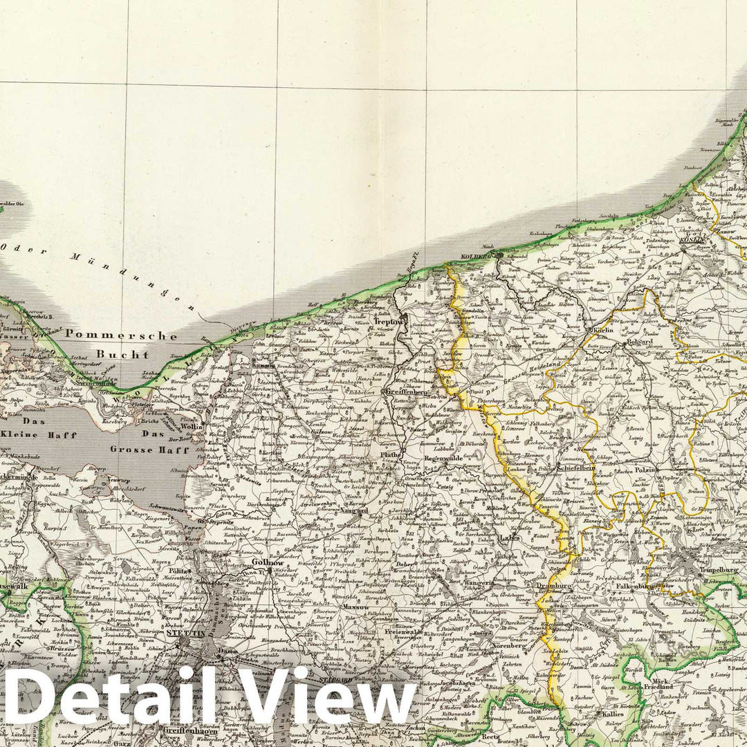 Historic Map : Poland; Prussia , Germany, Szczecin Region (Poland) 1856 Pommern. , Vintage Wall Art