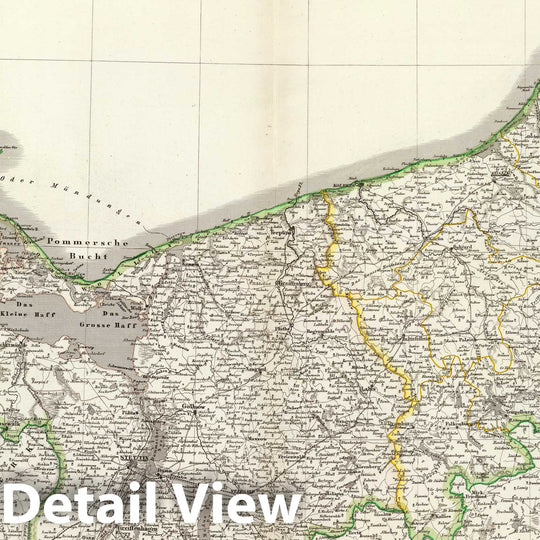 Historic Map : Poland; Prussia , Germany, Szczecin Region (Poland) 1856 Pommern. , Vintage Wall Art