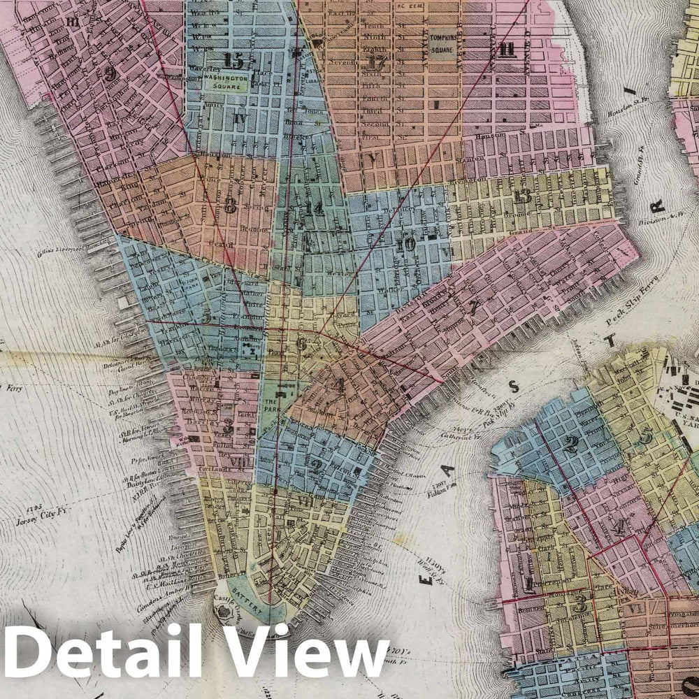 Historic Map : 1854 New York, Brooklyn, Williamsburgh & Jersey City - Vintage Wall Art