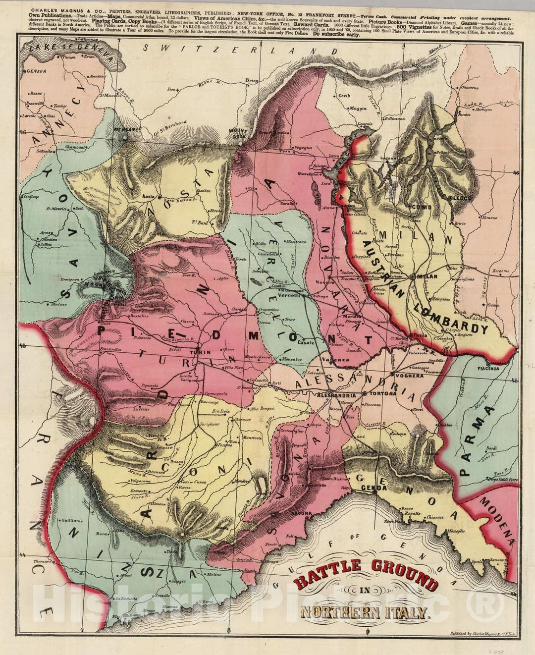 Historic Map : 1858 Battleground in Northern Italy - Vintage Wall Art