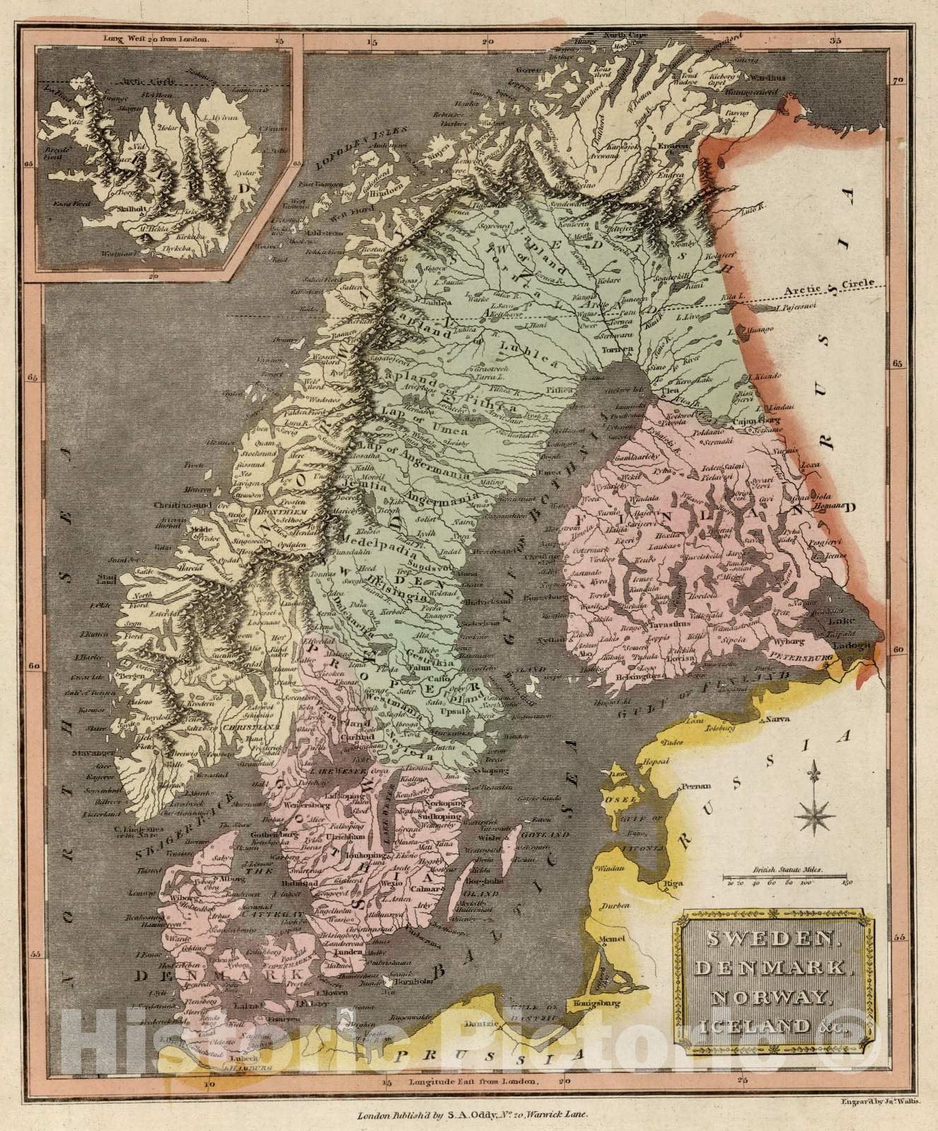 Historic Map : 1811 Sweden, Denmark, Norway, Iceland. - Vintage Wall Art