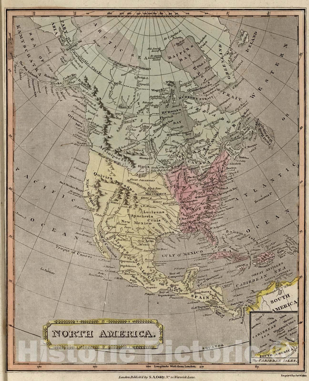 Historic Map : 1811 North America. - Vintage Wall Art