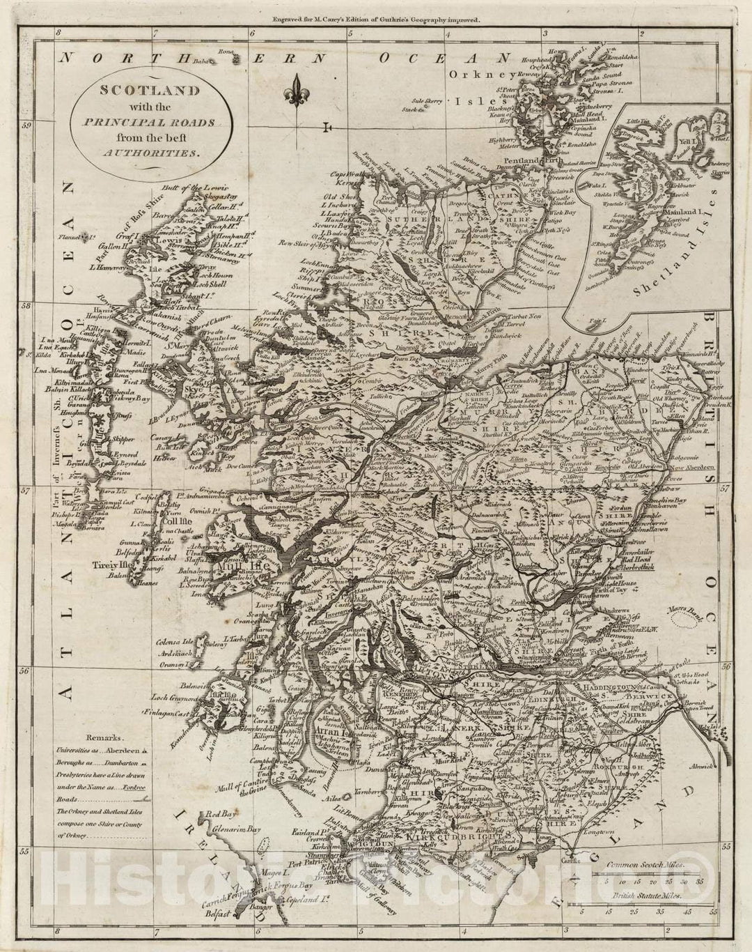 Historic Map : 1795 Scotland. - Vintage Wall Art