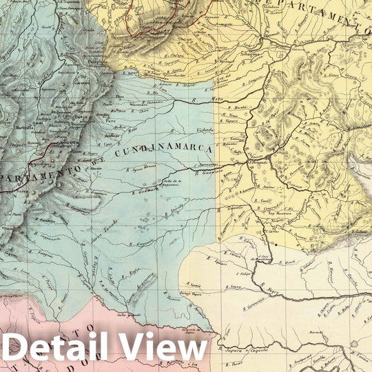 Historic Map : Colombia; Venezuela, 1840 Mapa de Venezuela, Cundinamarca y Ecuador. , Vintage Wall Art