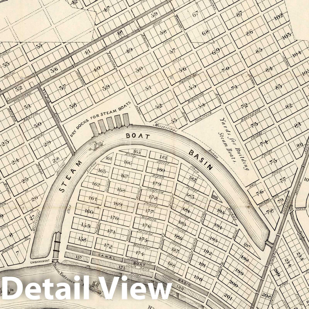 Historic Map : 1836 Portsmouth on The Ohio River - Vintage Wall Art