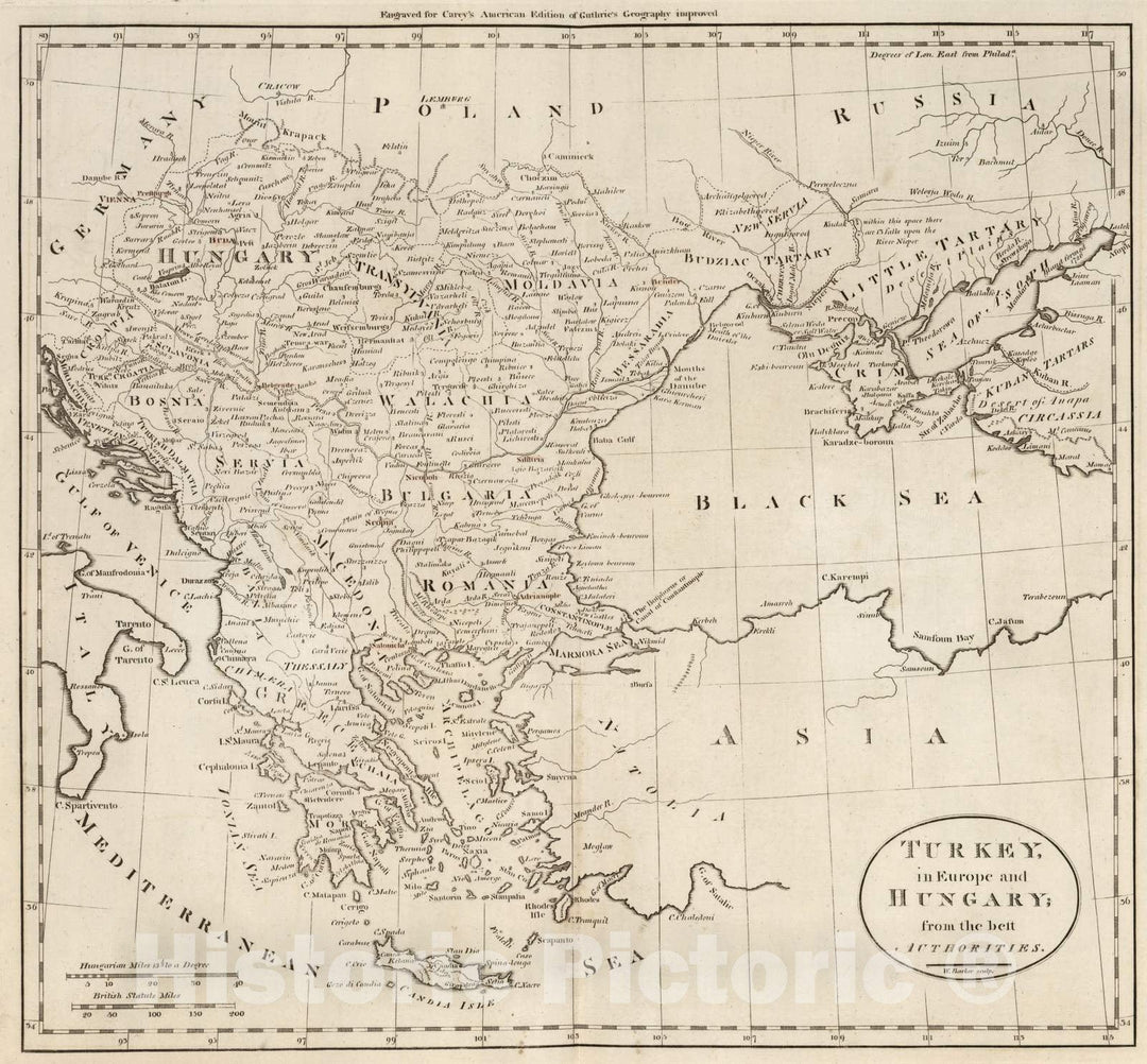 Historic Map : 1795 Turkey, in Europe and Hungary. - Vintage Wall Art