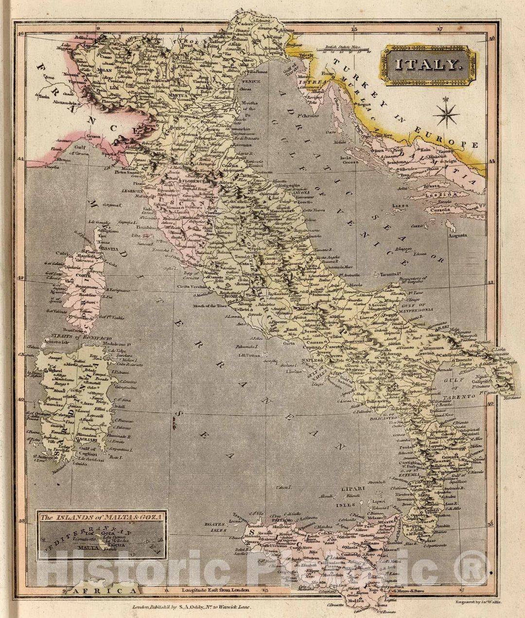 Historic Map : 1811 Italy. v2 - Vintage Wall Art