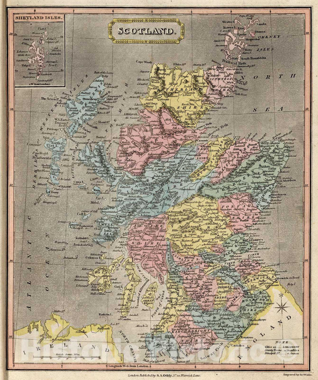 Historic Map : 1811 Scotland. v2 - Vintage Wall Art