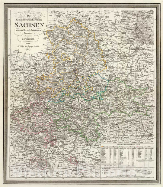 Historic Map : Germany; Prussia , Germany, Magdeburg Region Germany 1856 Sachsen. v1 , Vintage Wall Art