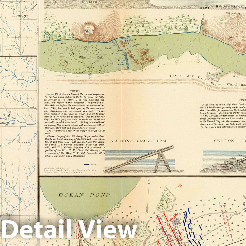 Historic Map : Military Atlas - 1895 Parts Arkansas, Louisiana. - Vintage Wall Art