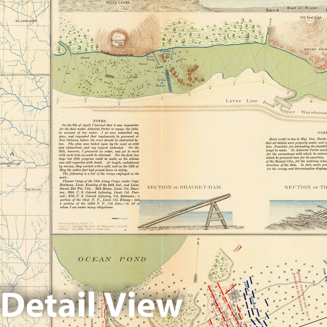 Historic Map : Military Atlas - 1895 Parts Arkansas, Louisiana. - Vintage Wall Art