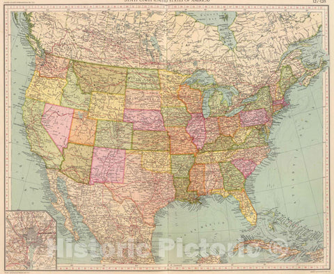 Historic Map : United States, Washington Region 1929 127-28. Stati Uniti. , Vintage Wall Art