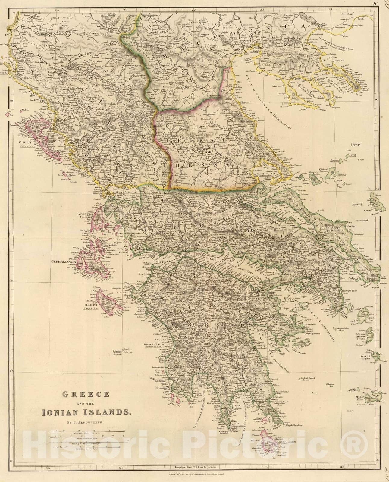 Historic Map : 1832 Greece, Ionian Islands. - Vintage Wall Art