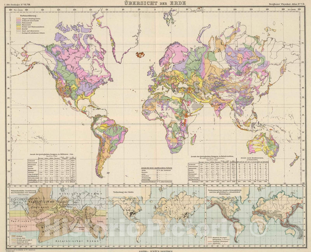 Historic Map : Geologic Atlas - 1892 Ubersicht der Erde. - Vintage Wall Art