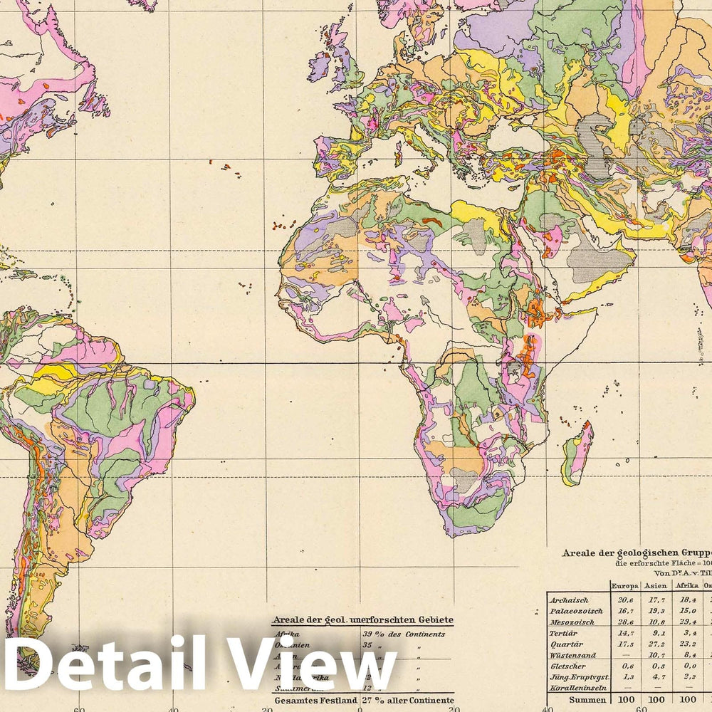 Historic Map : Geologic Atlas - 1892 Ubersicht der Erde. - Vintage Wall Art