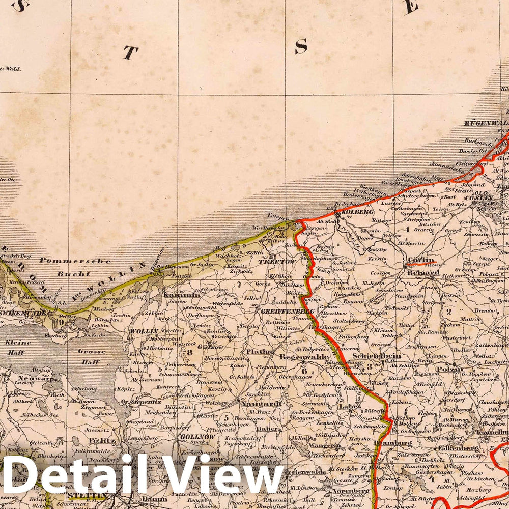 Historic Map : Germany; Poland, 1855 Pommern. , Vintage Wall Art