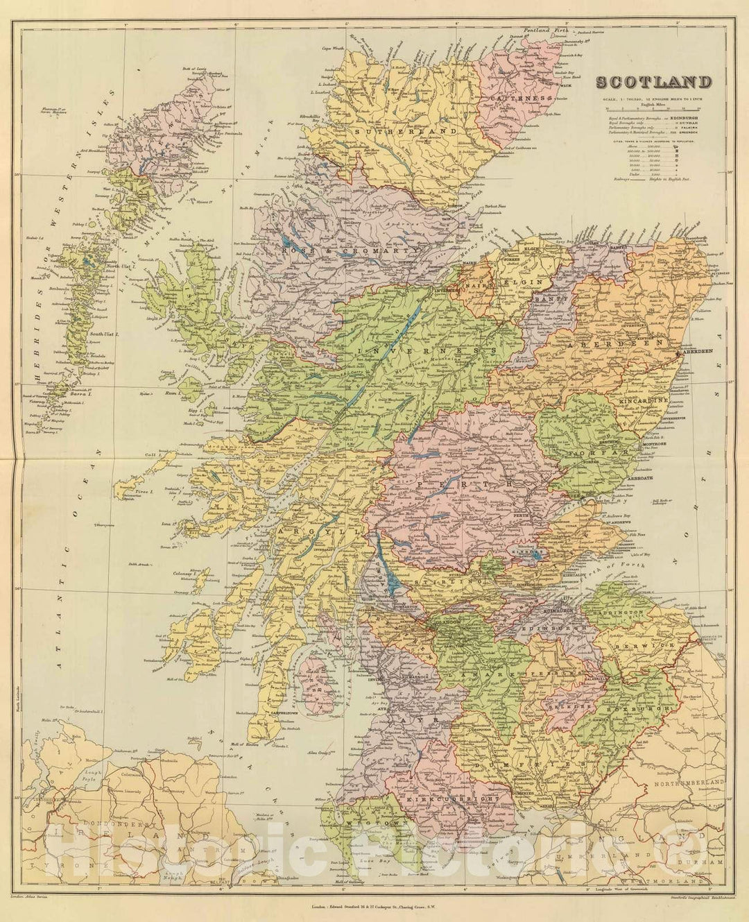 Historic Map : 1901 Scotland. v2 - Vintage Wall Art