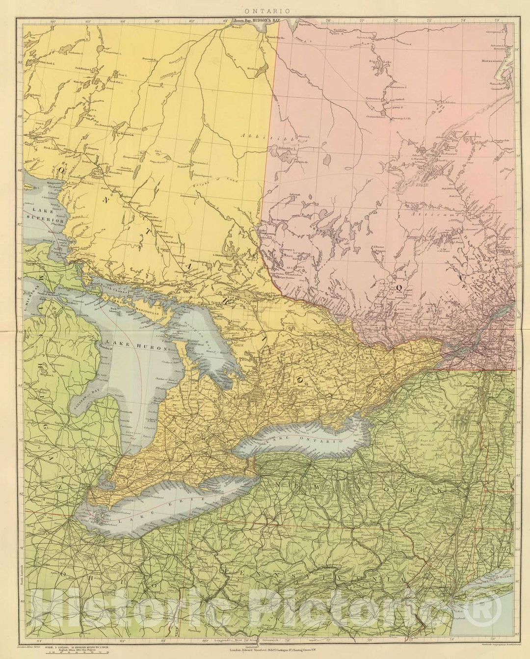 Historic Map : 1901 Ontario, Quebec. - Vintage Wall Art