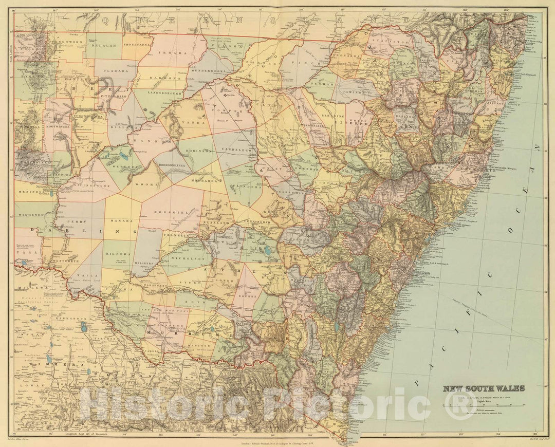 Historic Map : 1901 New South Wales. v2 - Vintage Wall Art