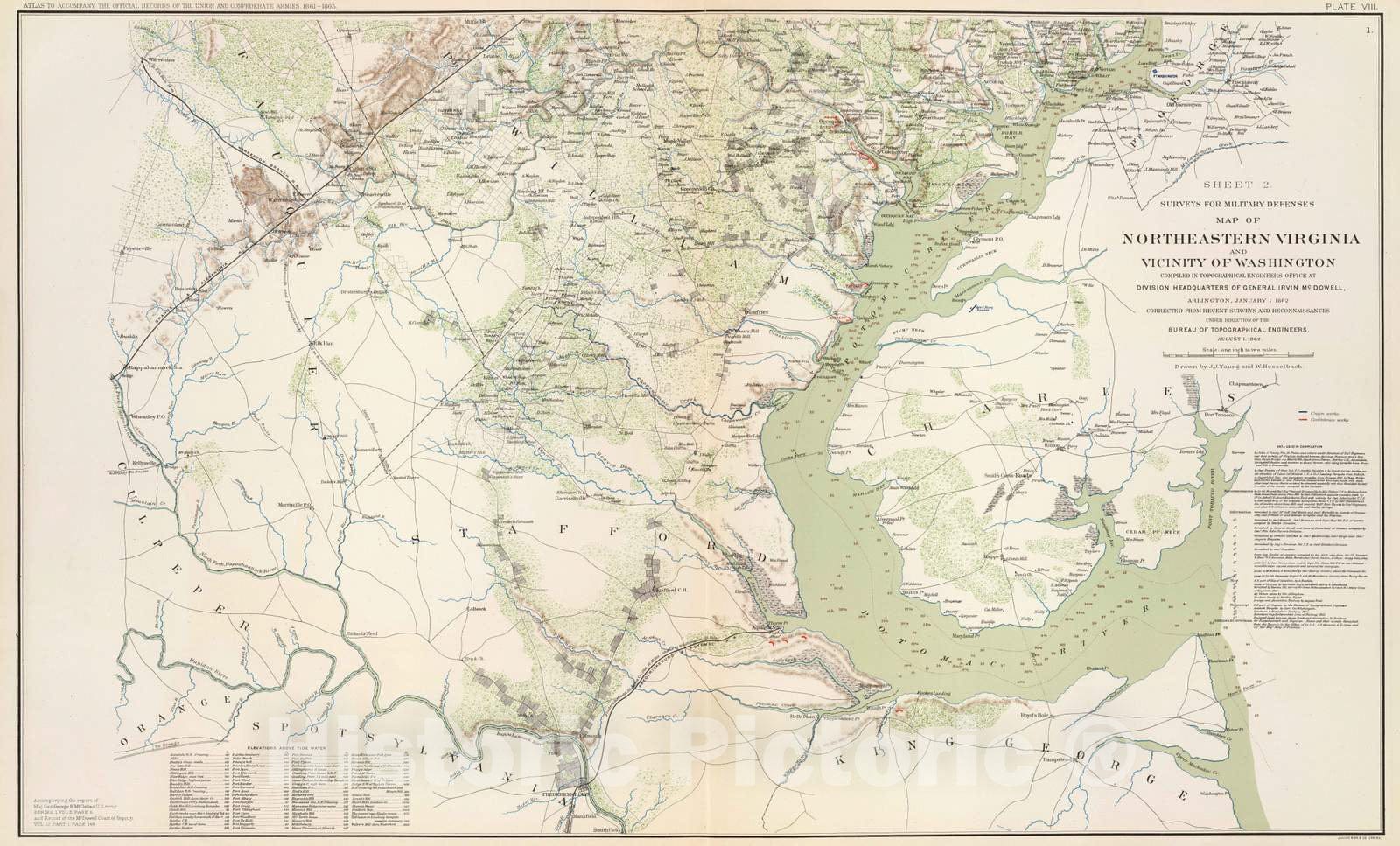 Historic Map : Military Atlas - 1895 N.E. Virginia, Washington 2. - Vintage Wall Art