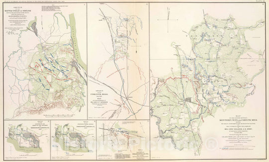 Historic Map : Military Atlas - 1895 Monterey, Tenn.-Corinth, Miss. - Vintage Wall Art