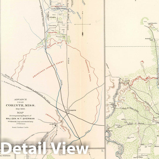 Historic Map : Military Atlas - 1895 Monterey, Tenn.-Corinth, Miss. - Vintage Wall Art