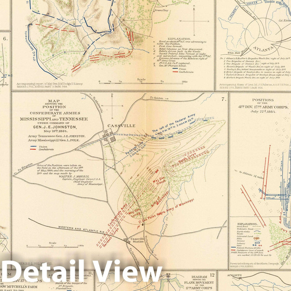 Historic Map : Military Atlas - 1895 Line of March, 16th A.C. - Vintage Wall Art